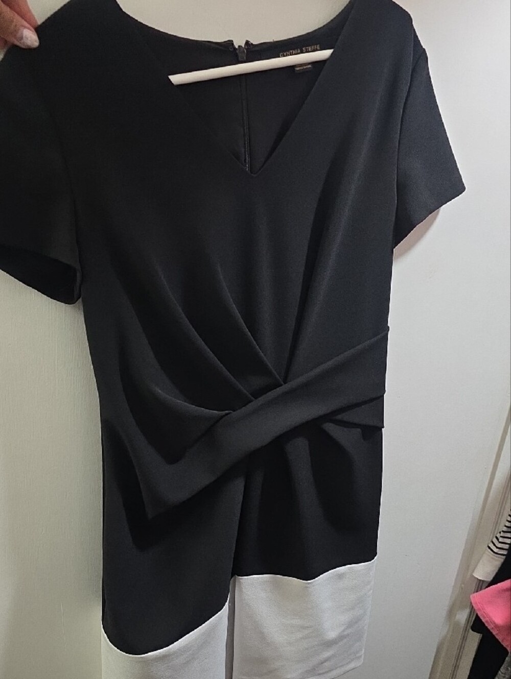 Cynthia Steffe Black and White Twist-Front Dress